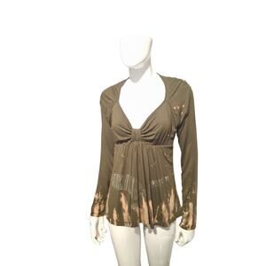 Y2K Akiko Womens size Medium Babydoll Bleach Paint Grungecore Swing Top made USA